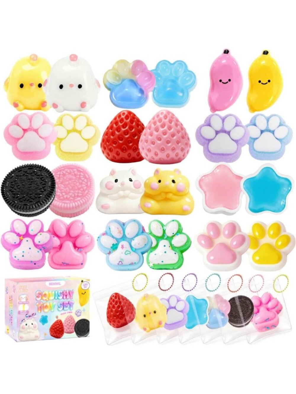 Fidget Toy Kit - Squishy Pack with Party Favors for Kids, Classroom & Birthday